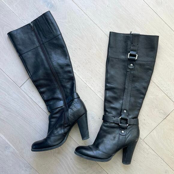 Tall Black Leather Boots - Picture 5 of 8